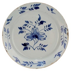 Antique 18th Century London English Delft Pottery Pancake Plate