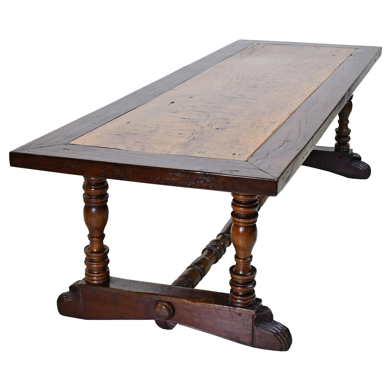 Antique 18th Century Long Spanish-Colonial Dining Table with Trestle-Base  at 1stDibs