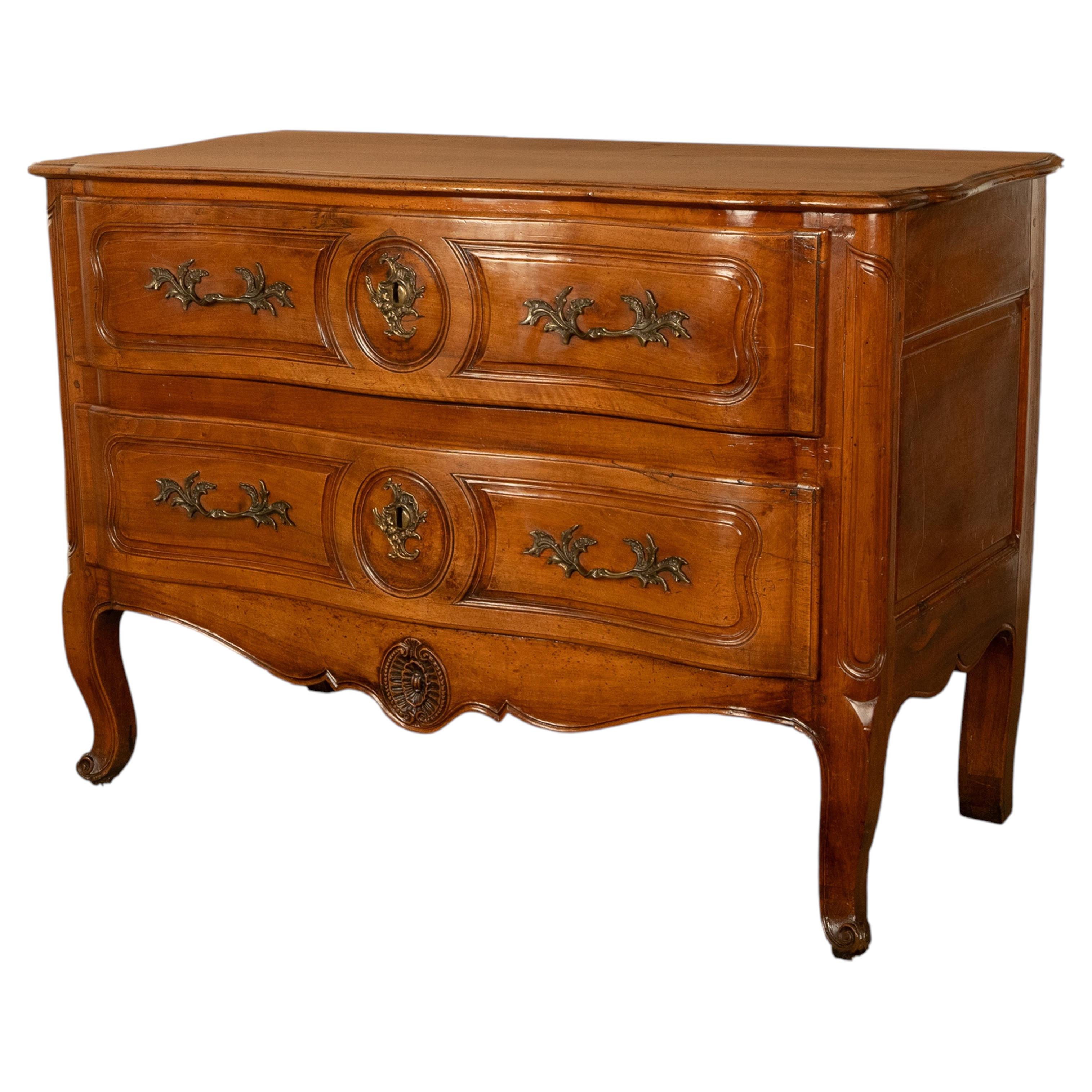 Antique 18th Century Louis XV French Provincial Rococo Cherry Commode Chest 1750 For Sale