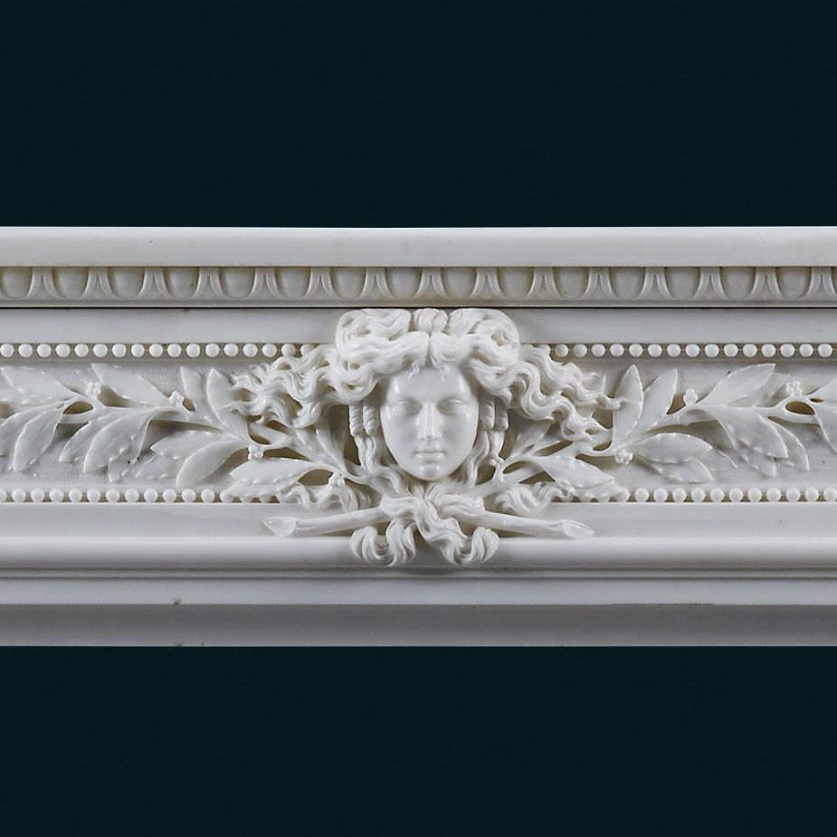 Carved Antique 18th Century Louis XV Statuary Marble Fireplace Surround