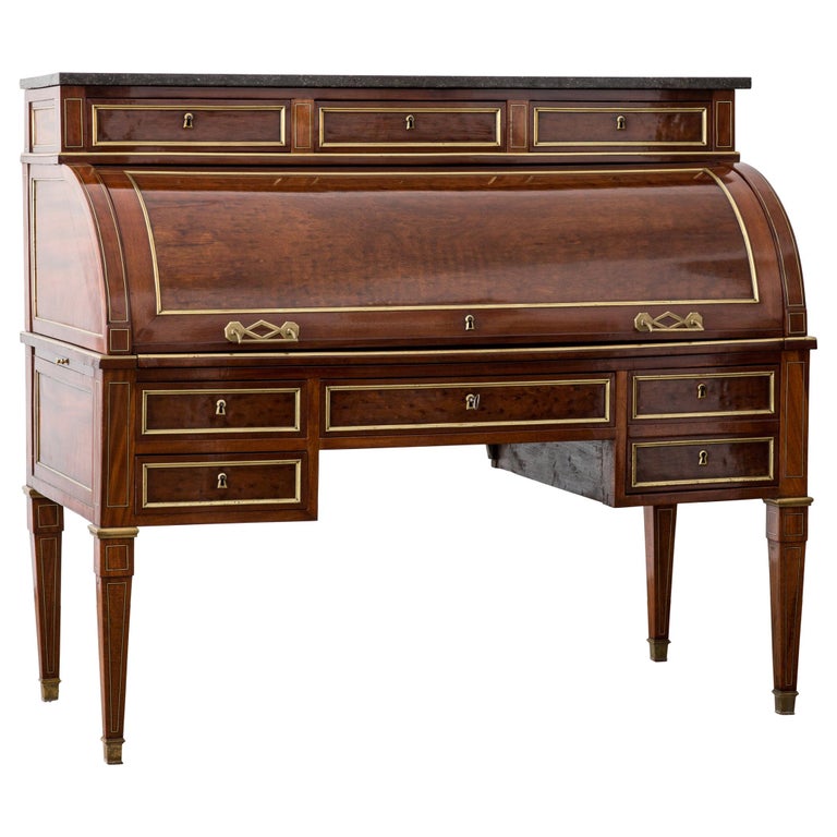 Antique 18th Century Louis XVI Cylinder Bureau Writing Desk from France For Sale