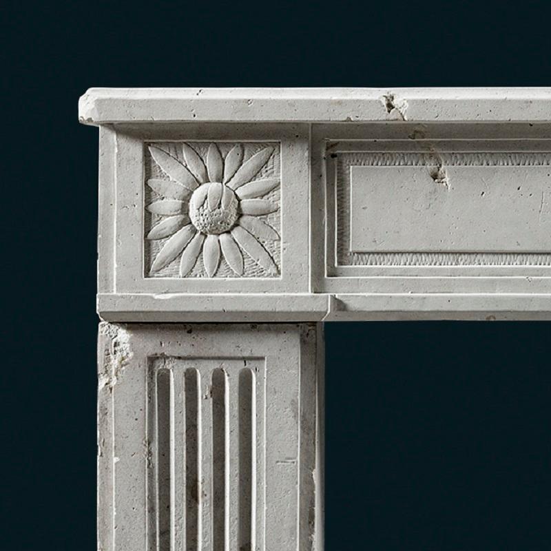 French Antique 18th Century Louis XVI Fireplace Surround in Stone 