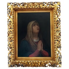 Antique 18th Century Madonna in Sorrow Oil on Canvas, Florentine School