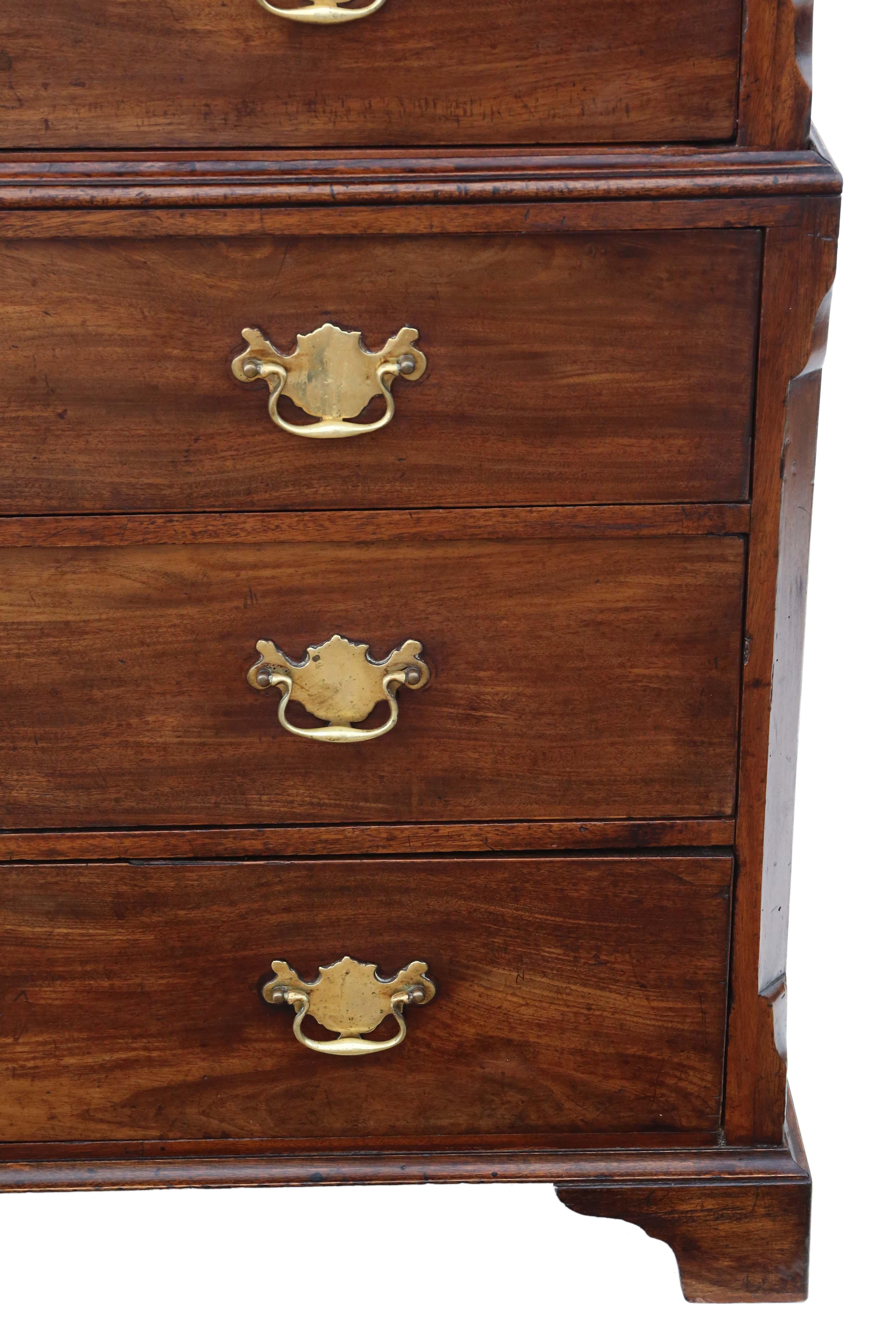 18th Century and Earlier Antique 18th Century Mahogany Chest on Chest of Drawers Tallboy Storage Solution For Sale