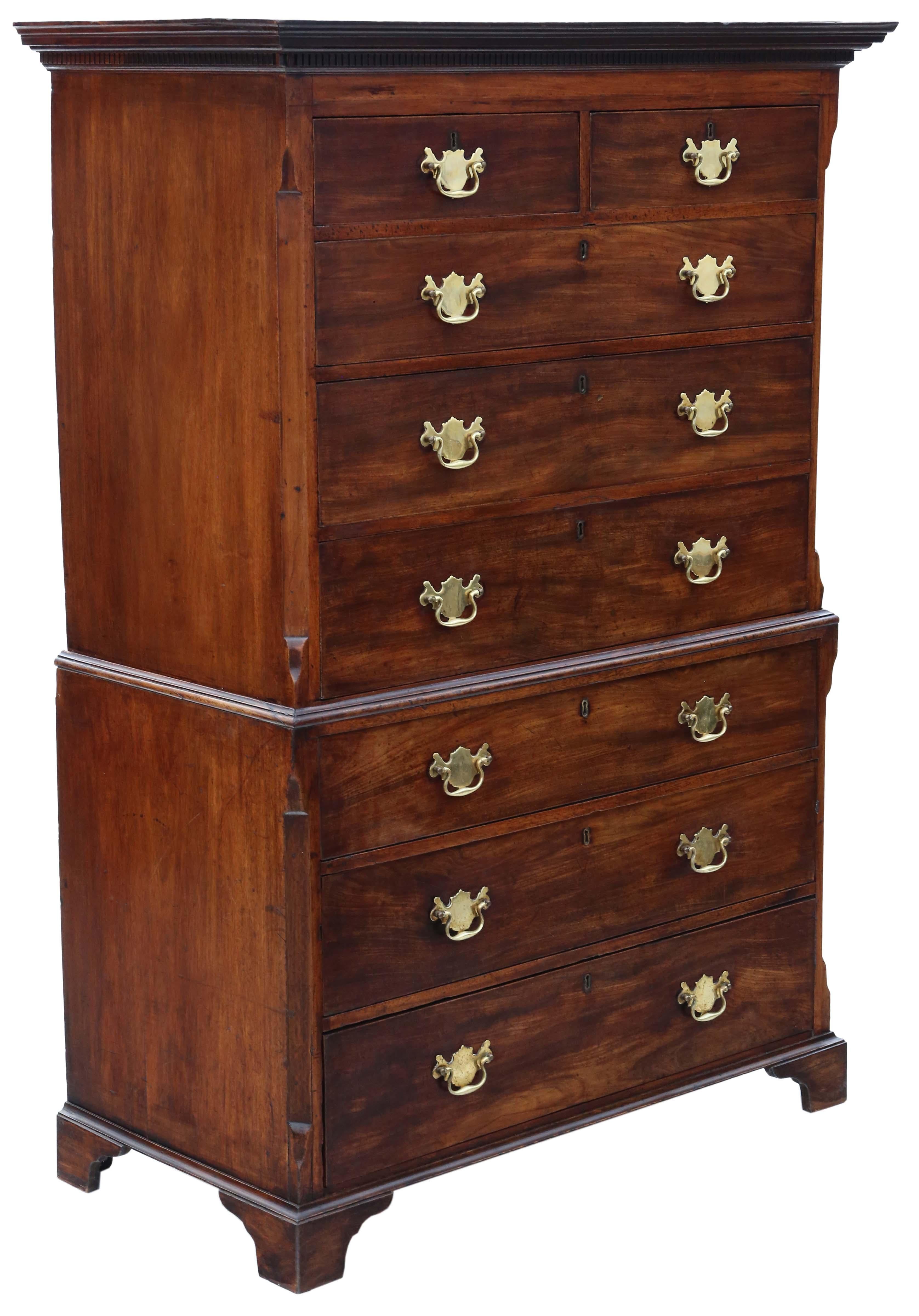 Antique 18th Century Mahogany Chest on Chest of Drawers Tallboy Storage Solution For Sale 1
