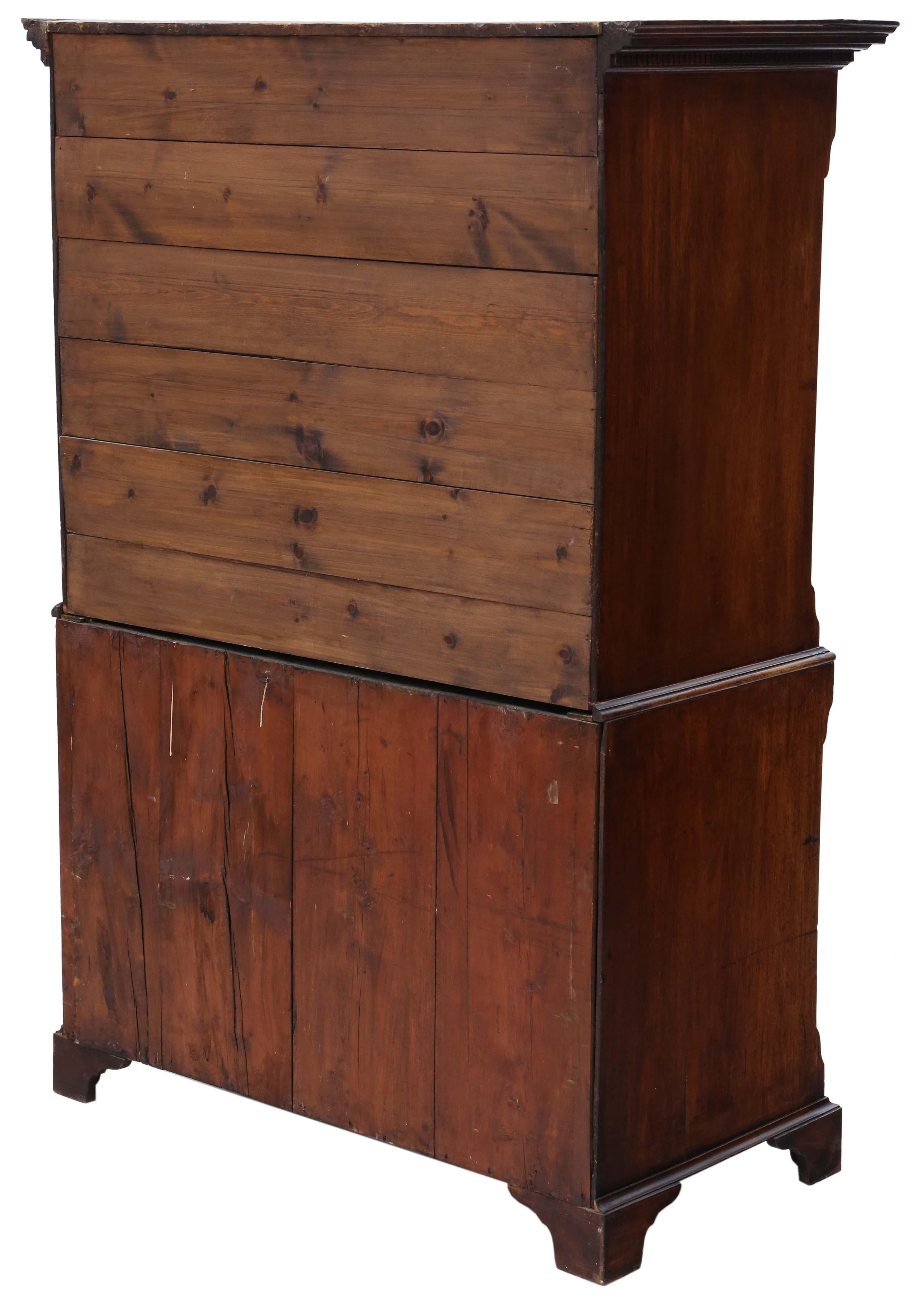 Antique 18th Century Mahogany Chest on Chest of Drawers Tallboy Storage Solution For Sale 3