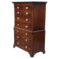 Cómoda antigua de caoba del siglo XVIII sobre cajonera Tallboy Solución de almacenamiento