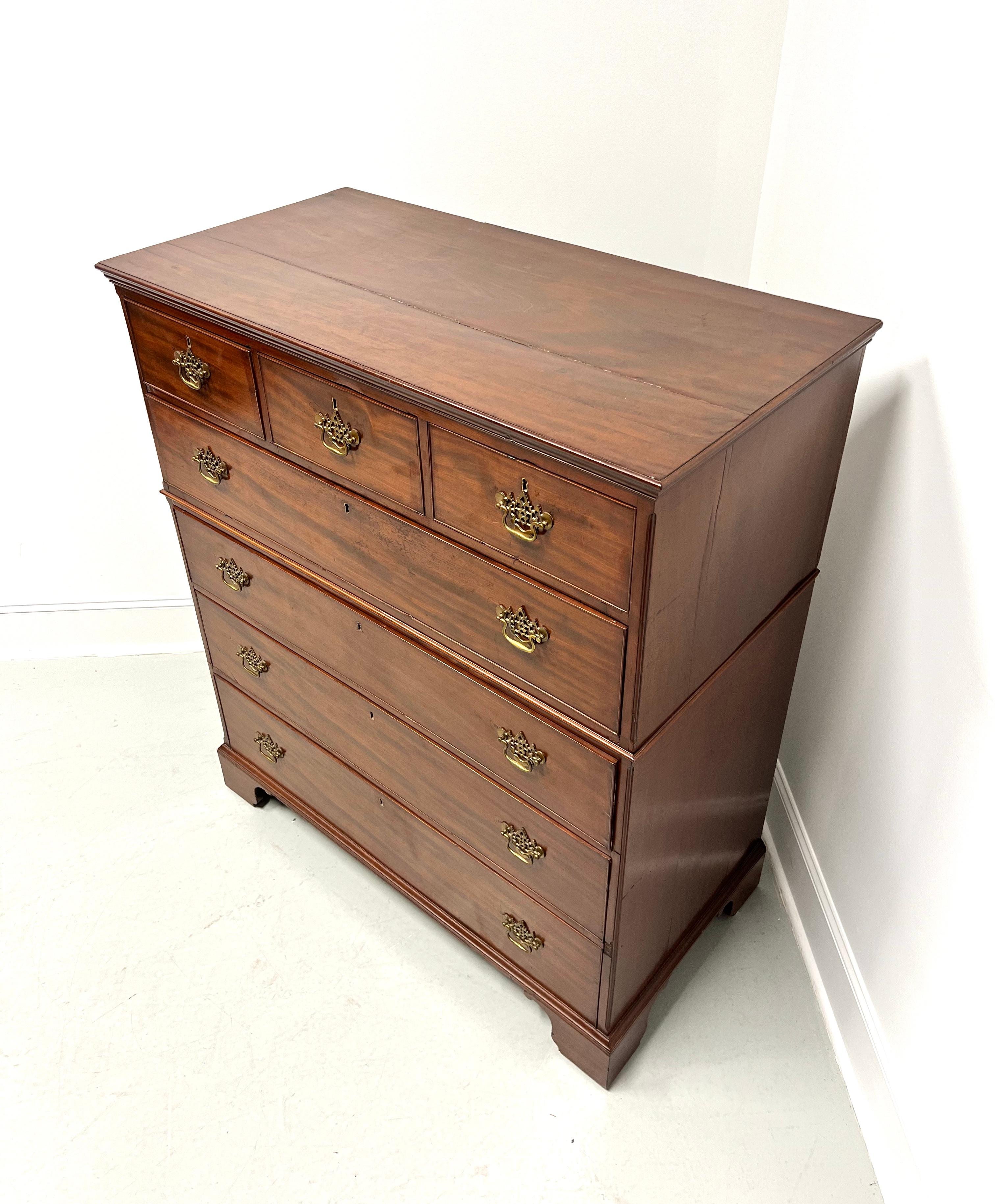 American Antique 18th Century Mahogany Chippendale Extra-Large Chest on Chest For Sale