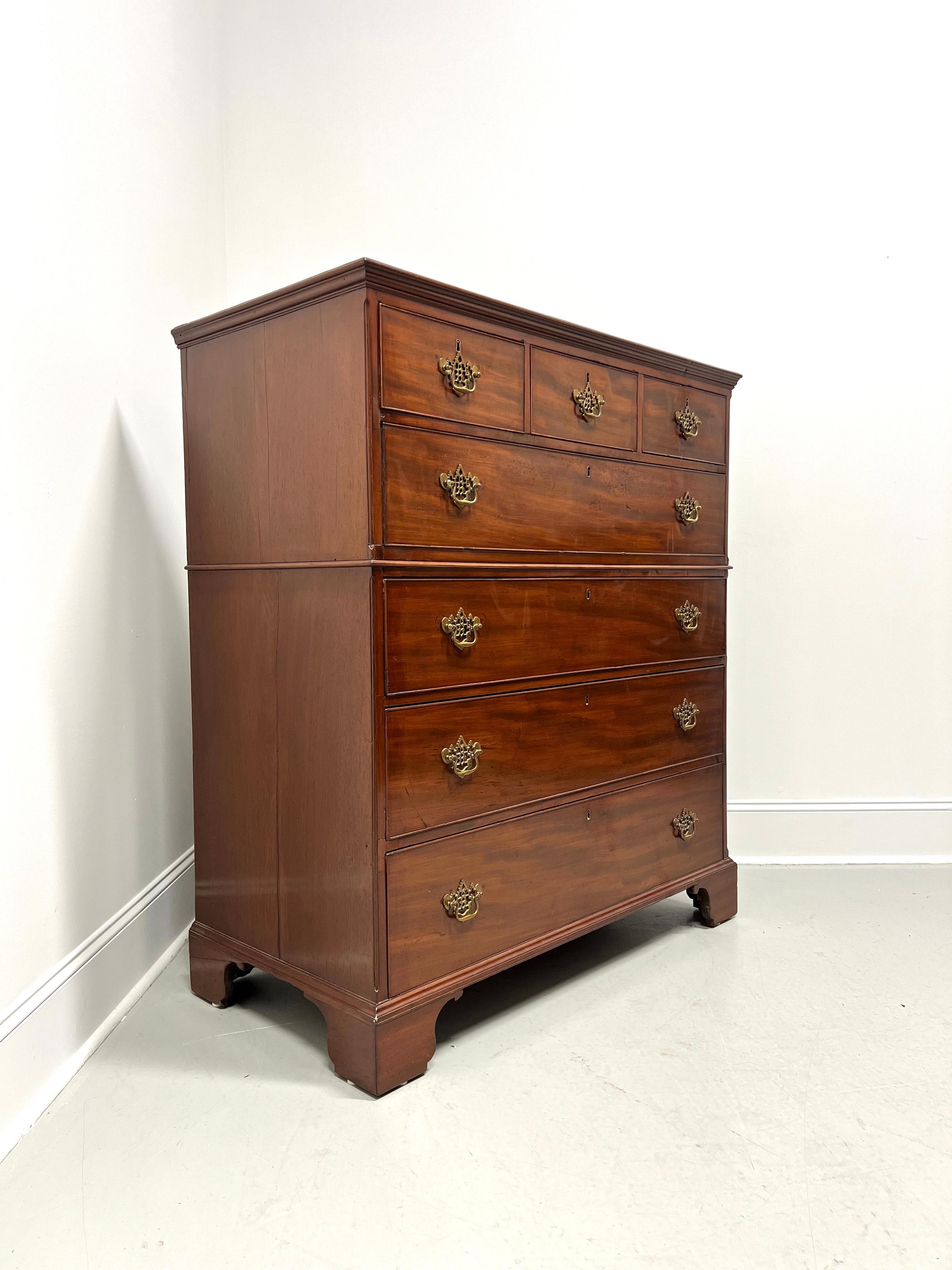 Antique 18th Century Mahogany Chippendale Extra-Large Chest on Chest In Good Condition For Sale In Charlotte, NC
