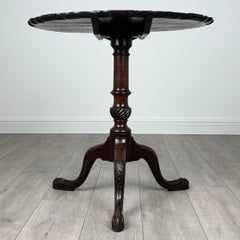 Ancienne table tripode en acajou du 18ème siècle avec plateau en piqué ( REF AF-3508 )