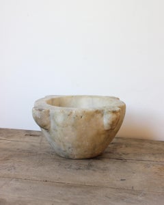 Antique 18th Century Marble Mortar, Italy, Primitive Wabi Sabi Decor
