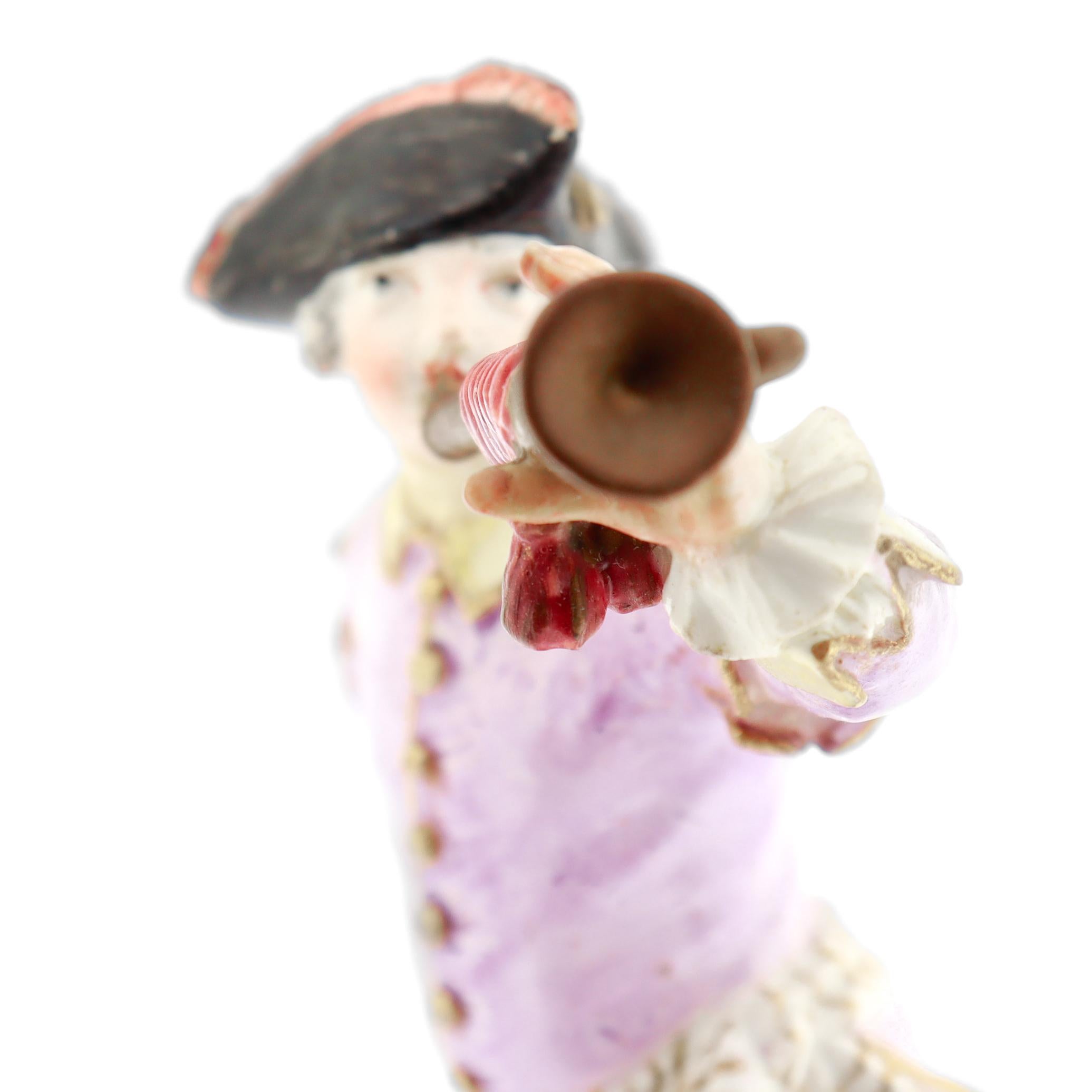 Antica statuina di gallo di Meissen Porcelain del XVIII secolo - Trombettiere n. 12 in vendita 7