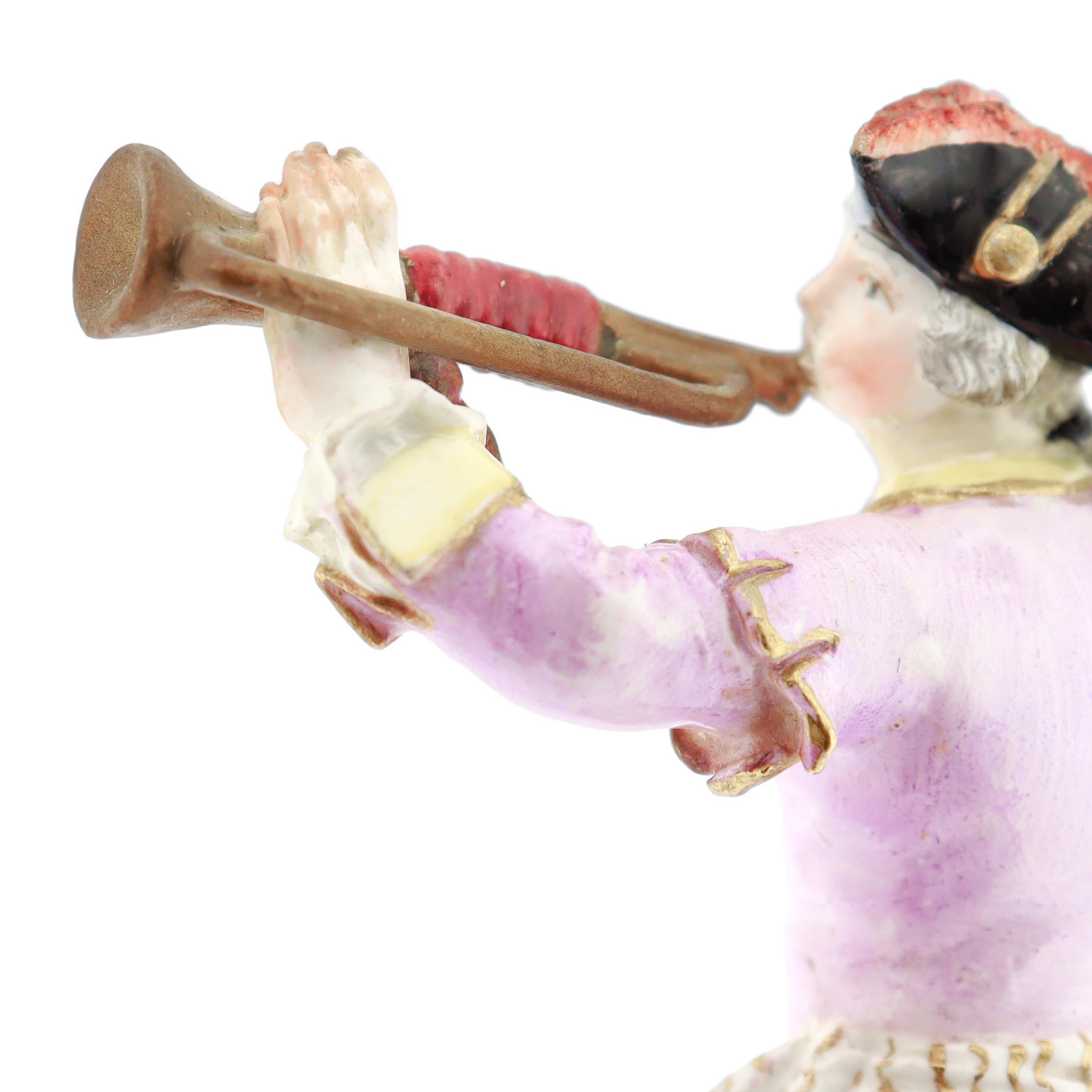Antica statuina di gallo di Meissen Porcelain del XVIII secolo - Trombettiere n. 12 in vendita 8