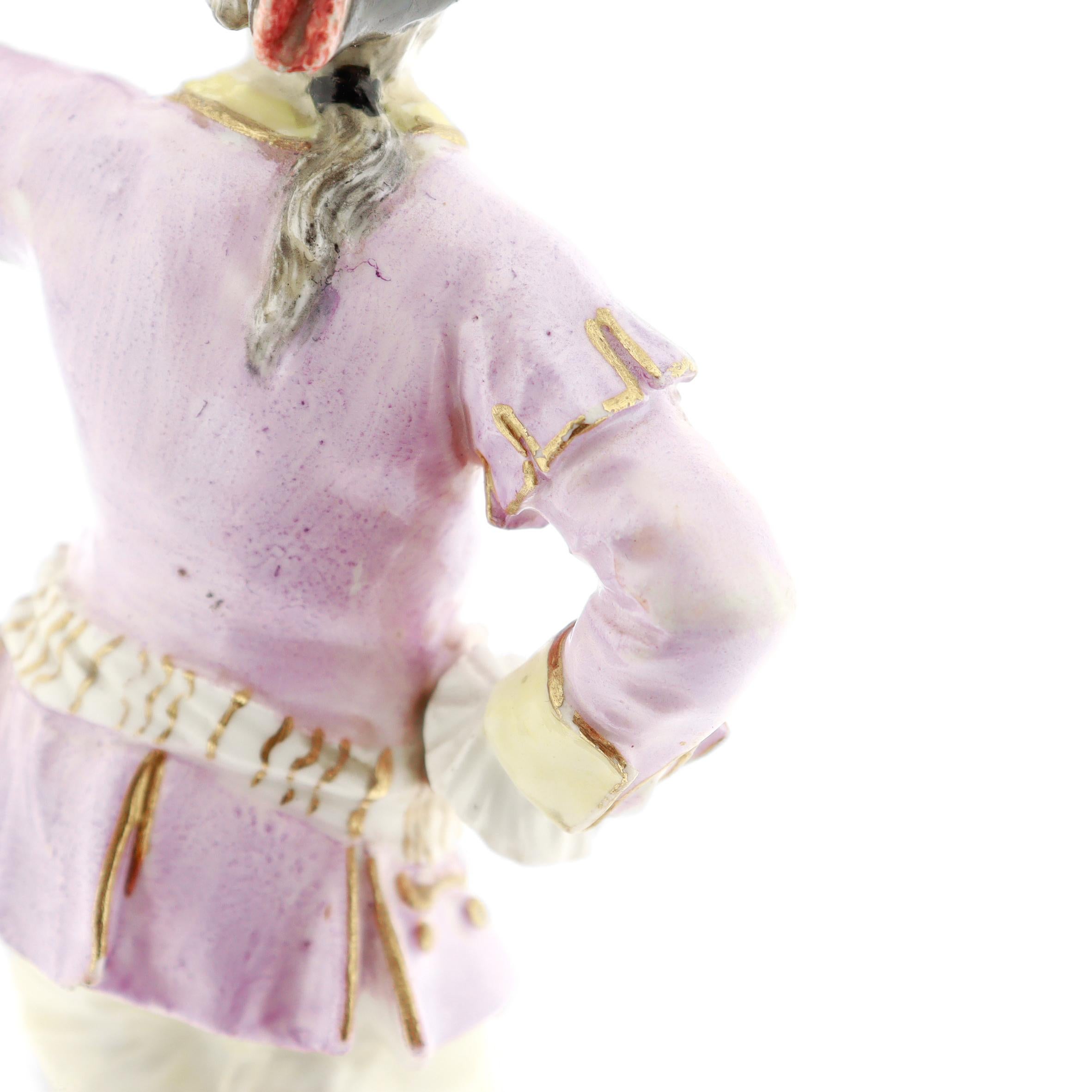 Antica statuina di gallo di Meissen Porcelain del XVIII secolo - Trombettiere n. 12 in vendita 9