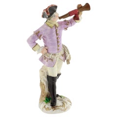 Antique 18th Century Meissen Porcelain Figurine of a Gallant - Trumpeter No. 12