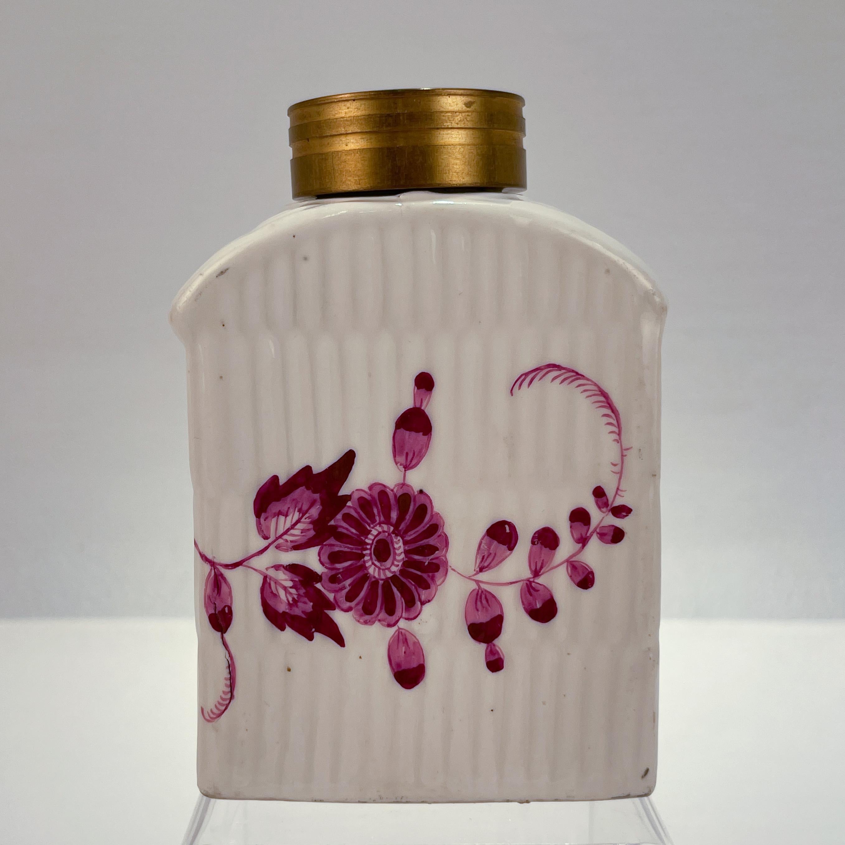 Rococo Antique 18th Century Meissen Porcelain Marcolini Period Purple Indian Tea Caddy