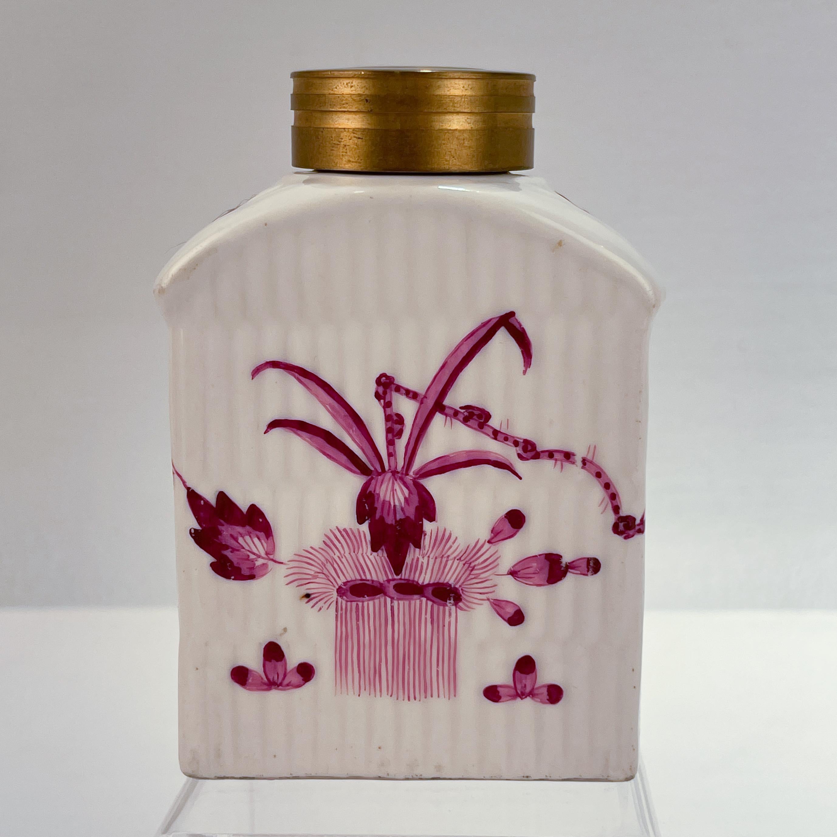 Hand-Painted Antique 18th Century Meissen Porcelain Marcolini Period Purple Indian Tea Caddy