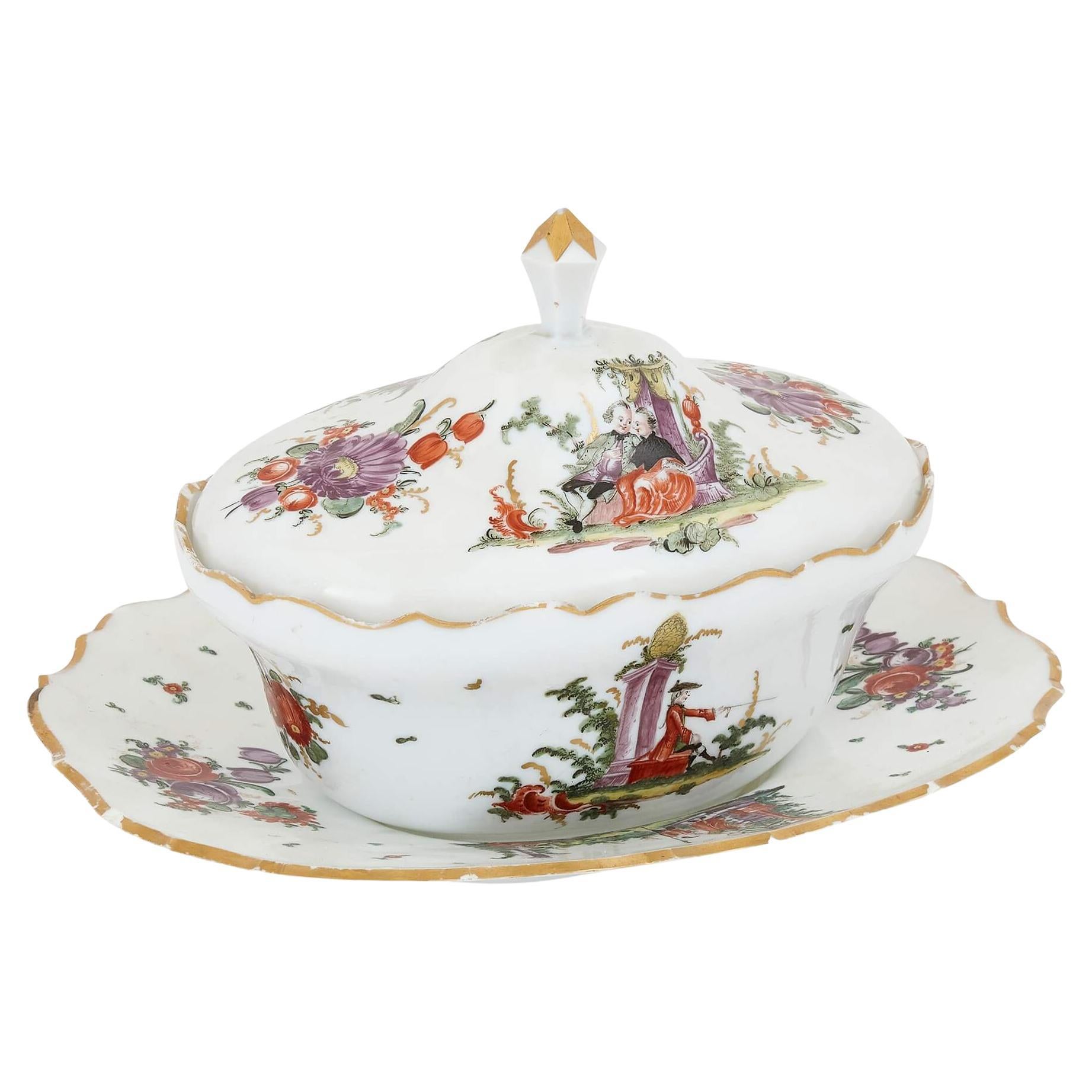 Antike böhmische Milchglas-Terrine aus dem 18. Jahrhundert im Angebot