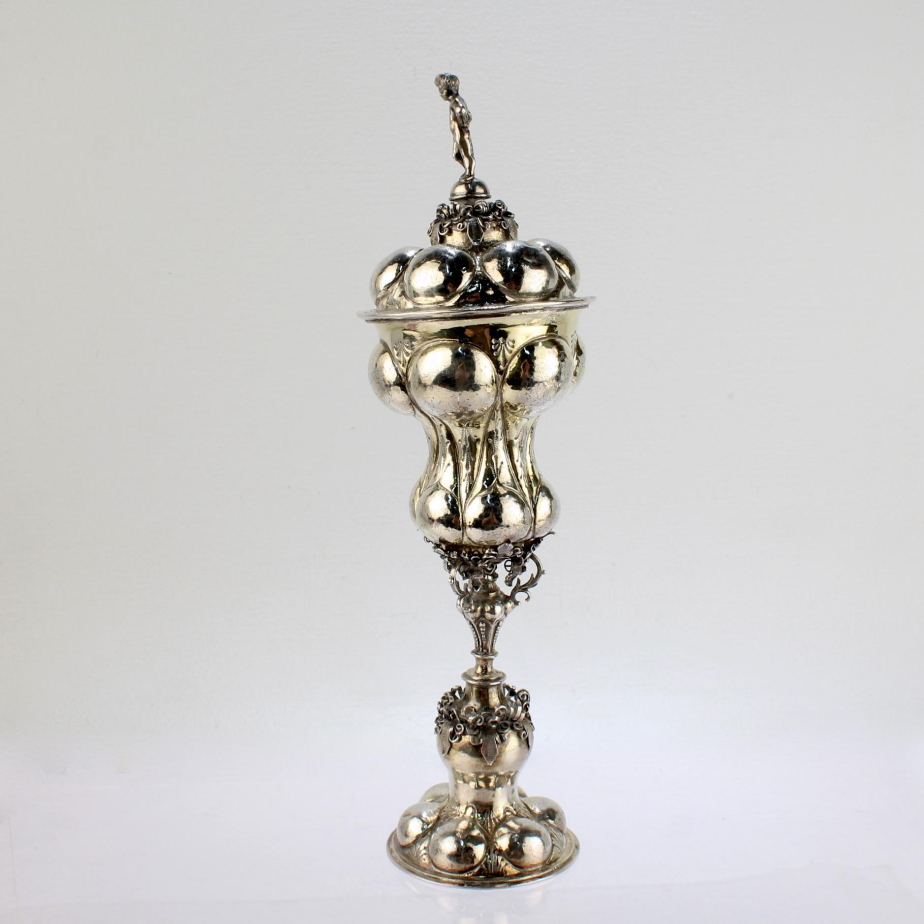 Antique 18th Century Nuremberg Vermeil or Gilt Silver Lidded Chalice or Pokal 4