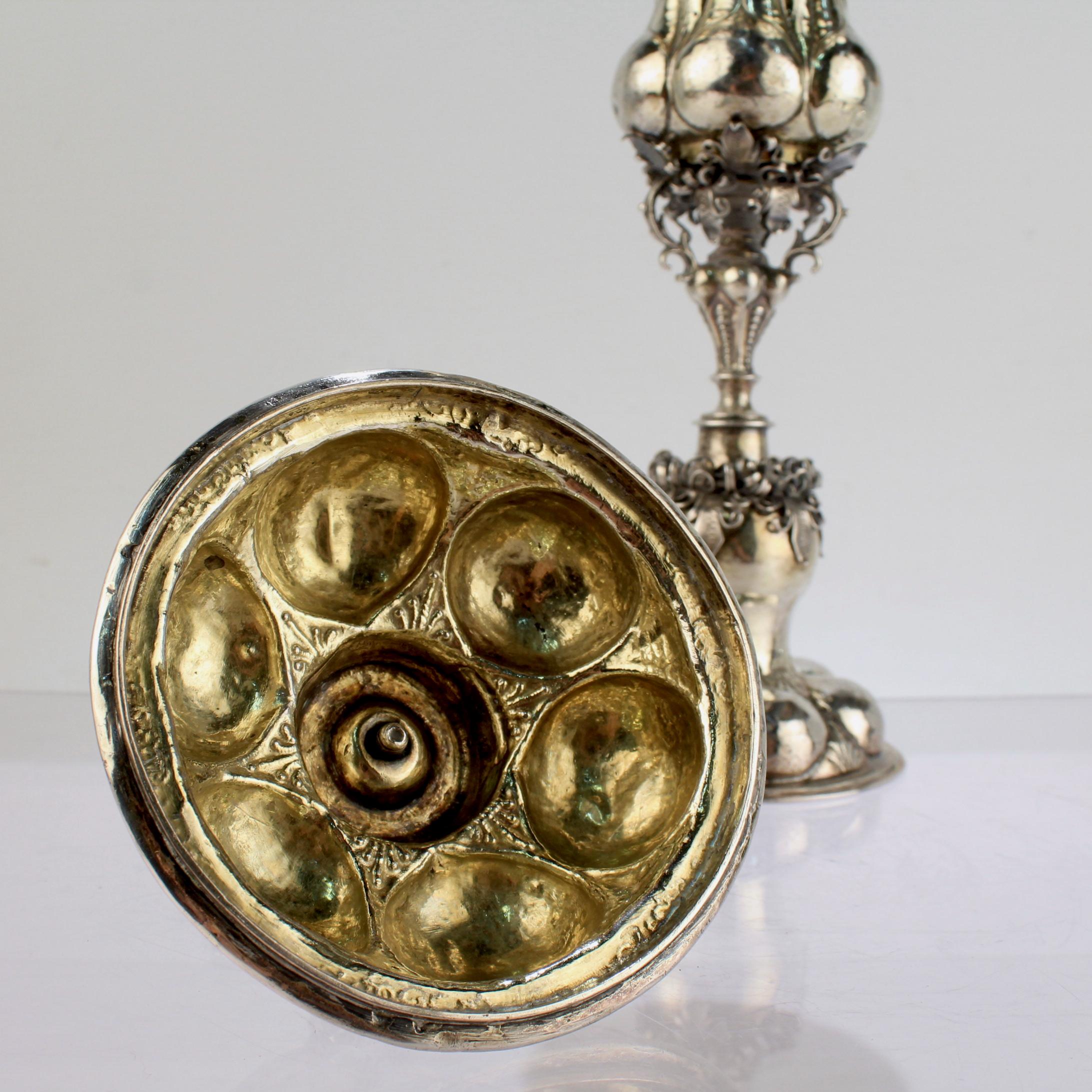 Antique 18th Century Nuremberg Vermeil or Gilt Silver Lidded Chalice or Pokal 8