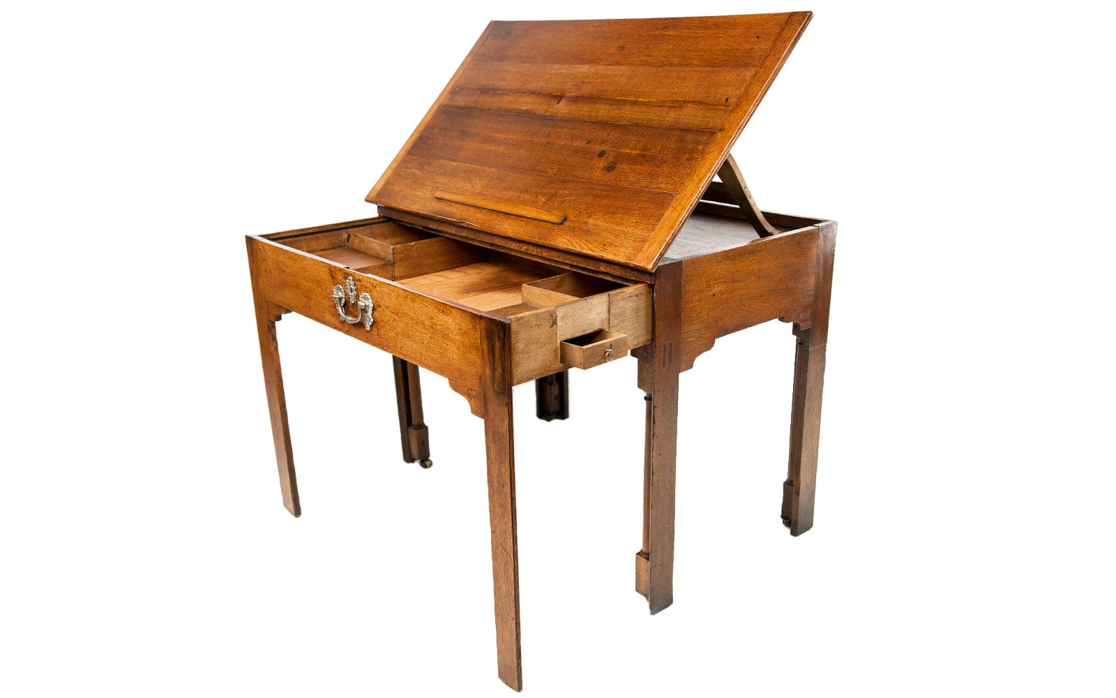 18th Century and Earlier Antique 18th Century Oak Architects Drawing Table