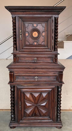 Antique 18th Century Oak Dutch Baroque Cushion Cabinet