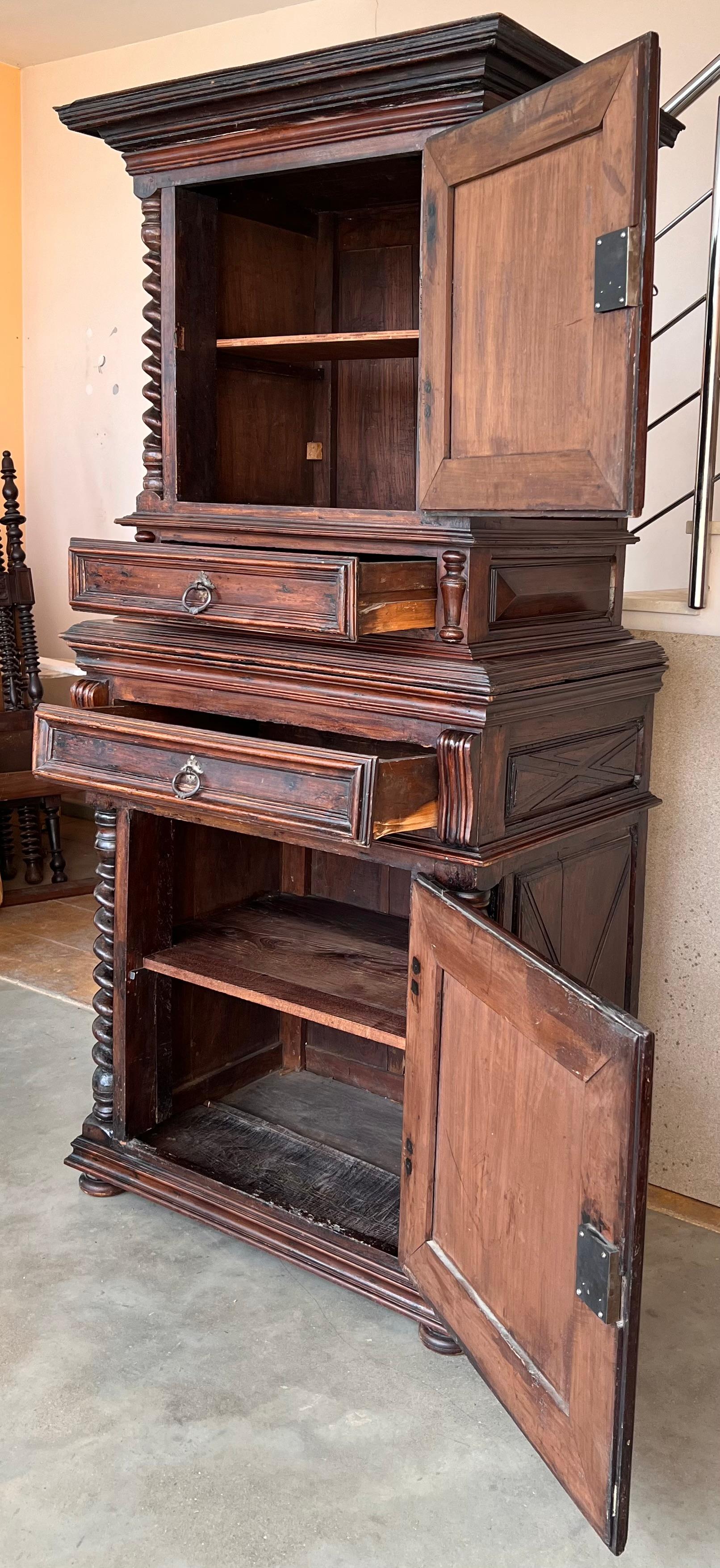 Antique 18th Century Oak Dutch Baroque Cushion Cabinet For Sale 1