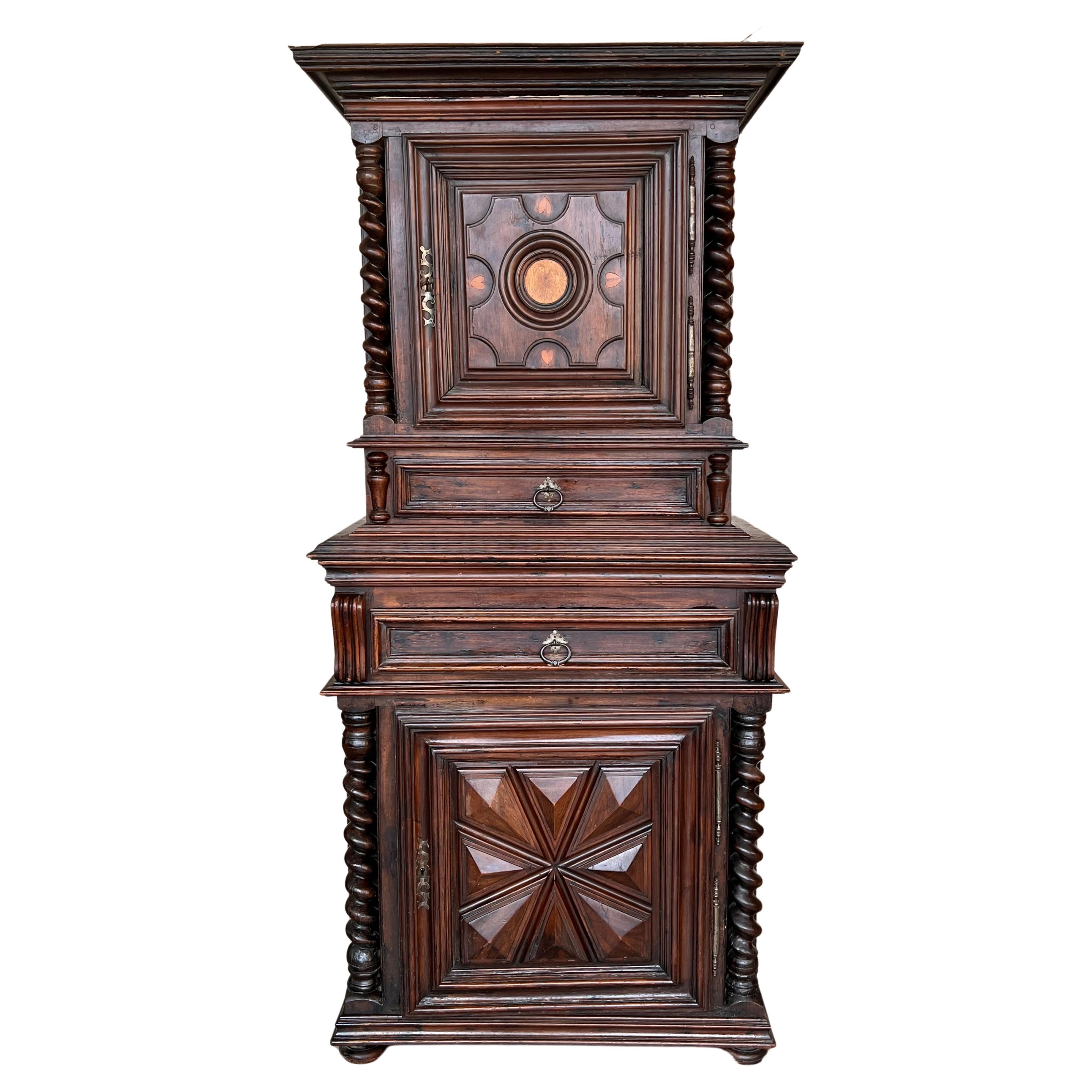 Antique 18th Century Oak Dutch Baroque Cushion Cabinet For Sale