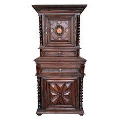 Antique 18th Century Oak Dutch Baroque Cushion Cabinet