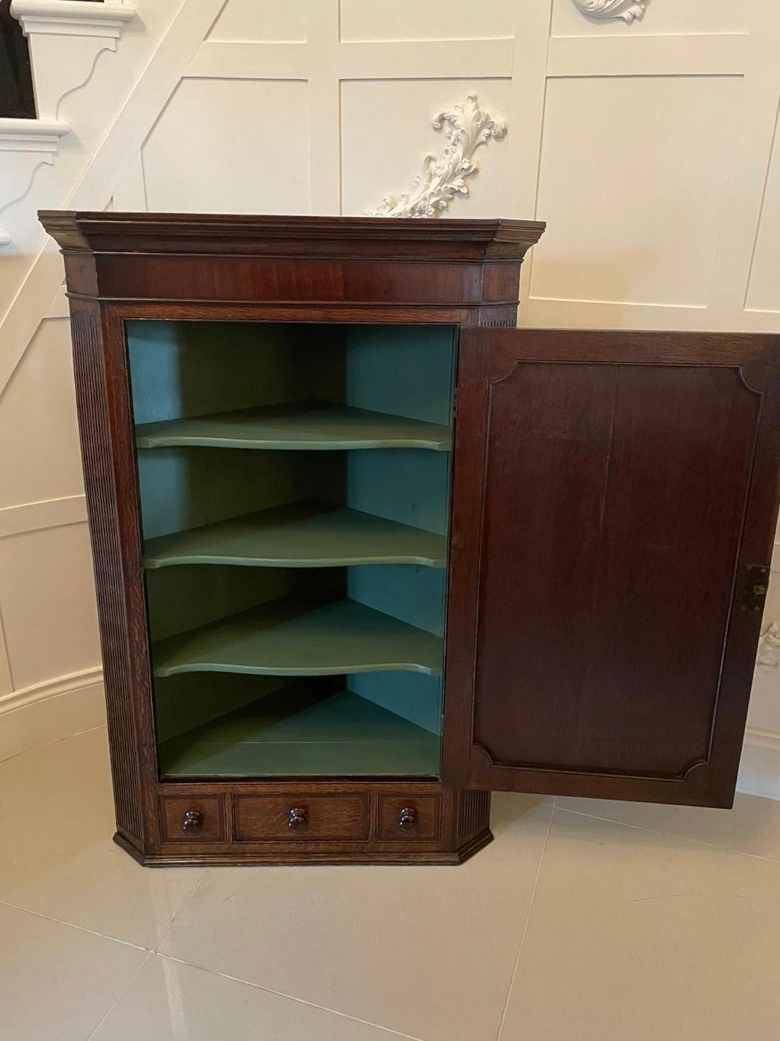 18th Century and Earlier Antique 18th Century Oak Hanging Corner Cabinet For Sale