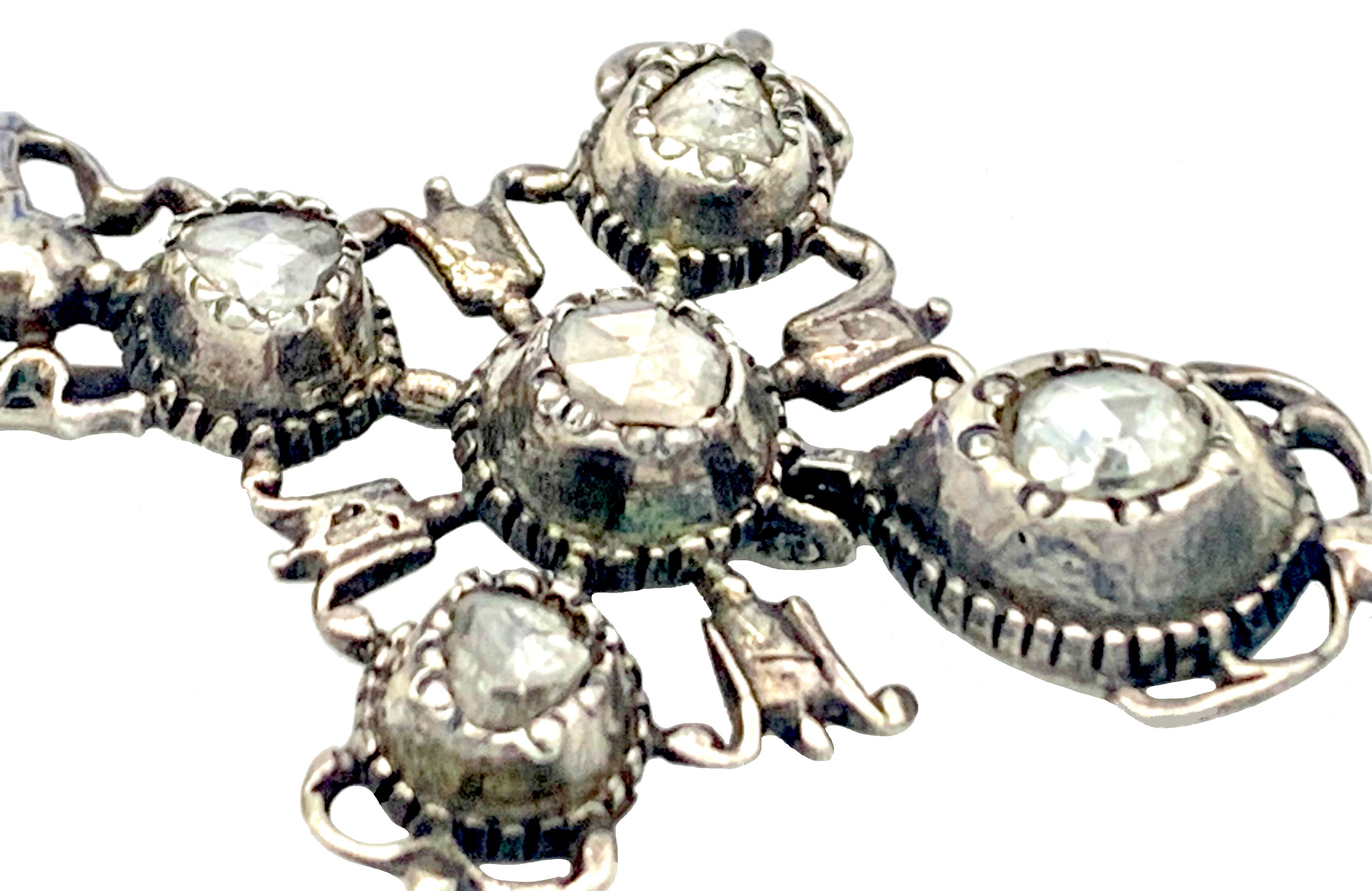 Antiker Rosenschliff-Diamant-Kreuz-Anhänger mit St. Andrews-Kreuz aus Silber, 18. Jahrhundert Damen im Angebot