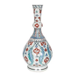 Antique 18th Century Ottoman Islamic Iznik Kutahya Pottery Bottle Vase Surahi