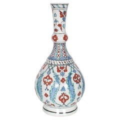Antique 18th Century Ottoman Islamic Iznik Kutahya Pottery Bottle Vase Surahi