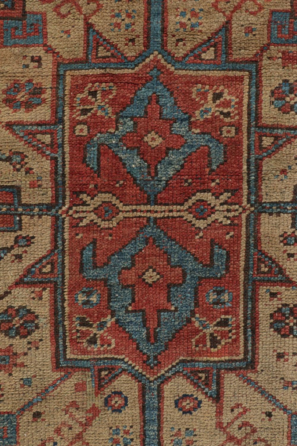 Turkish Antique Oversized Oushak Rug in Red with Geometric Patterns For Sale