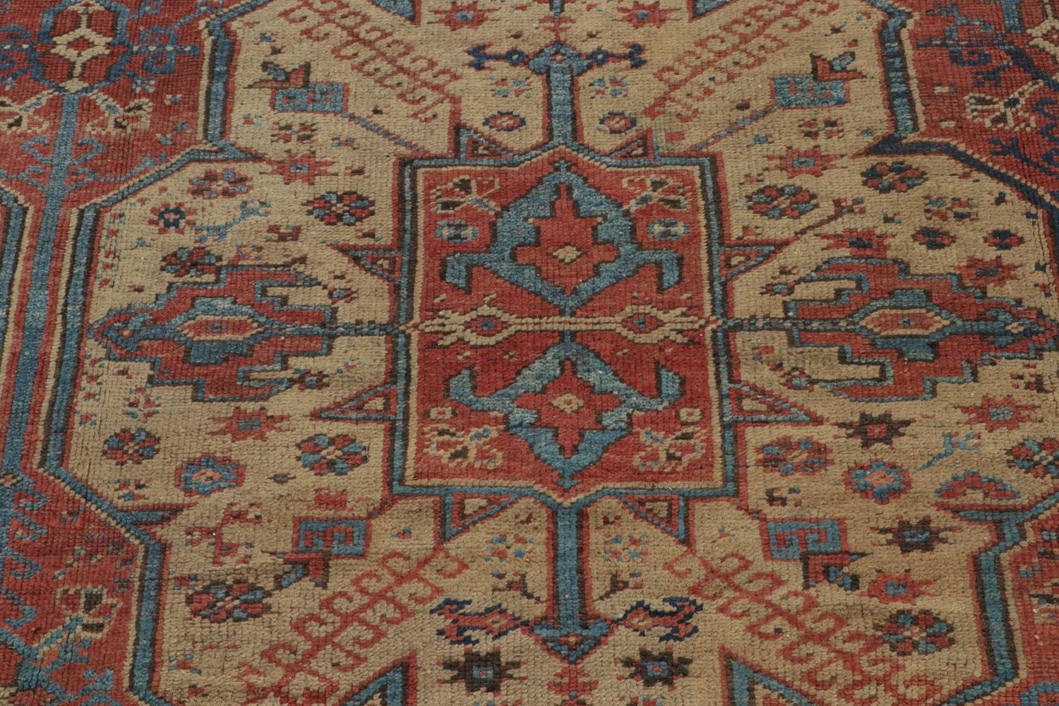 Late 19th Century Antique Oversized Oushak Rug in Red with Geometric Patterns For Sale