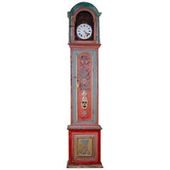 An 18th Century Chestnut Colourful Original Painted Portuguese Longcase Clock 