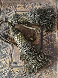 Antique 18th Century Pair of Bronze Curtain Brackets with Pair of Tassels