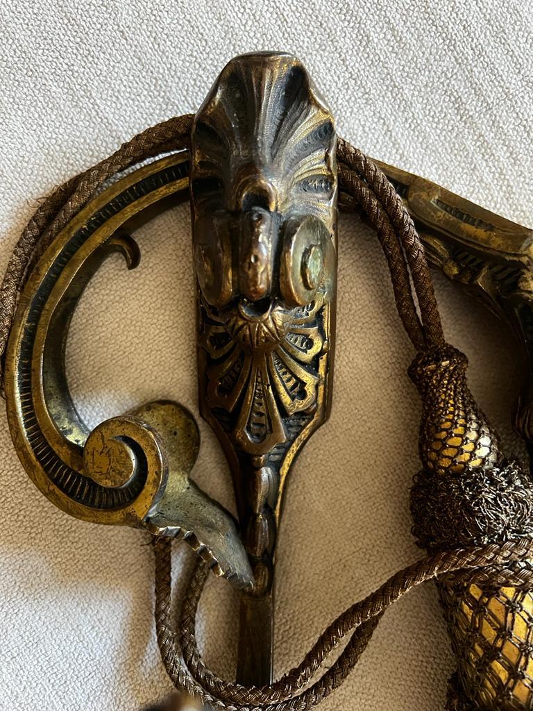 Antique 18th Century Pair of Bronze Curtain Brackets with Pair of Tassels  For Sale 1