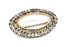 Antique 18th Century Pair Of Paste and Metal Brooches