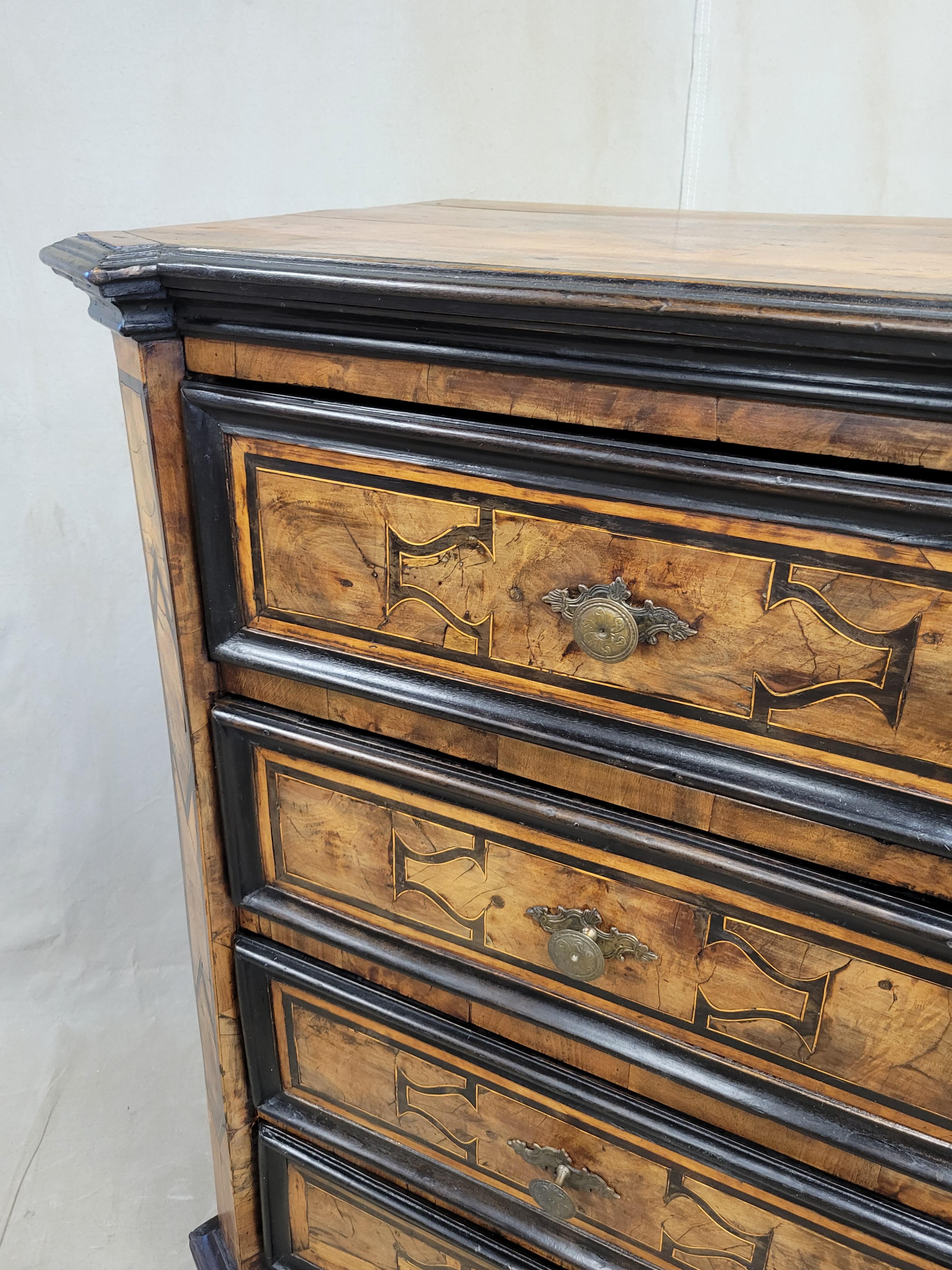 Antique 18th Century 'Piedmont' Italian Olive and Walnut Inlaid Chest of Drawers 4