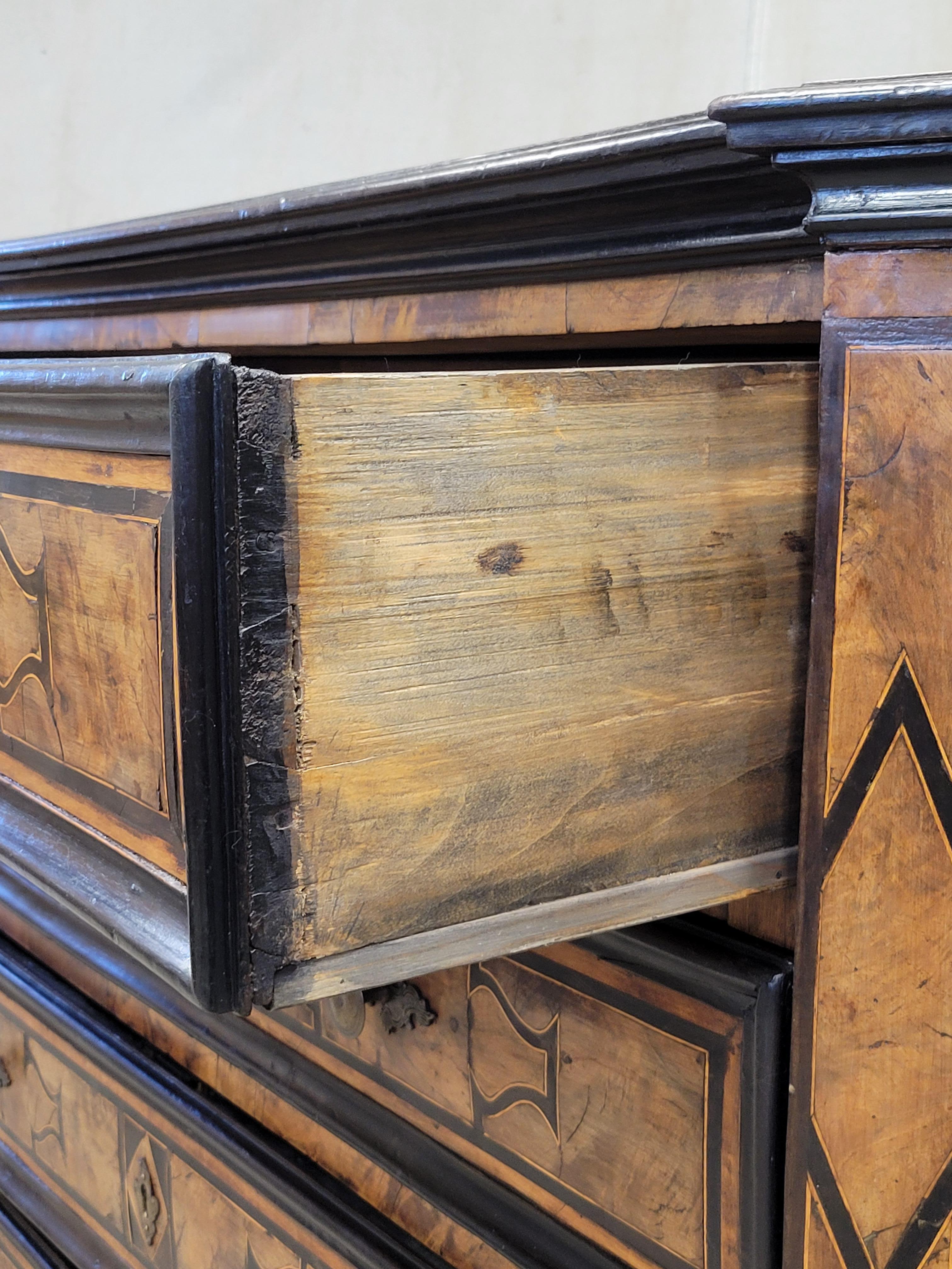 Inlay Antique 18th Century 'Piedmont' Italian Olive and Walnut Inlaid Chest of Drawers