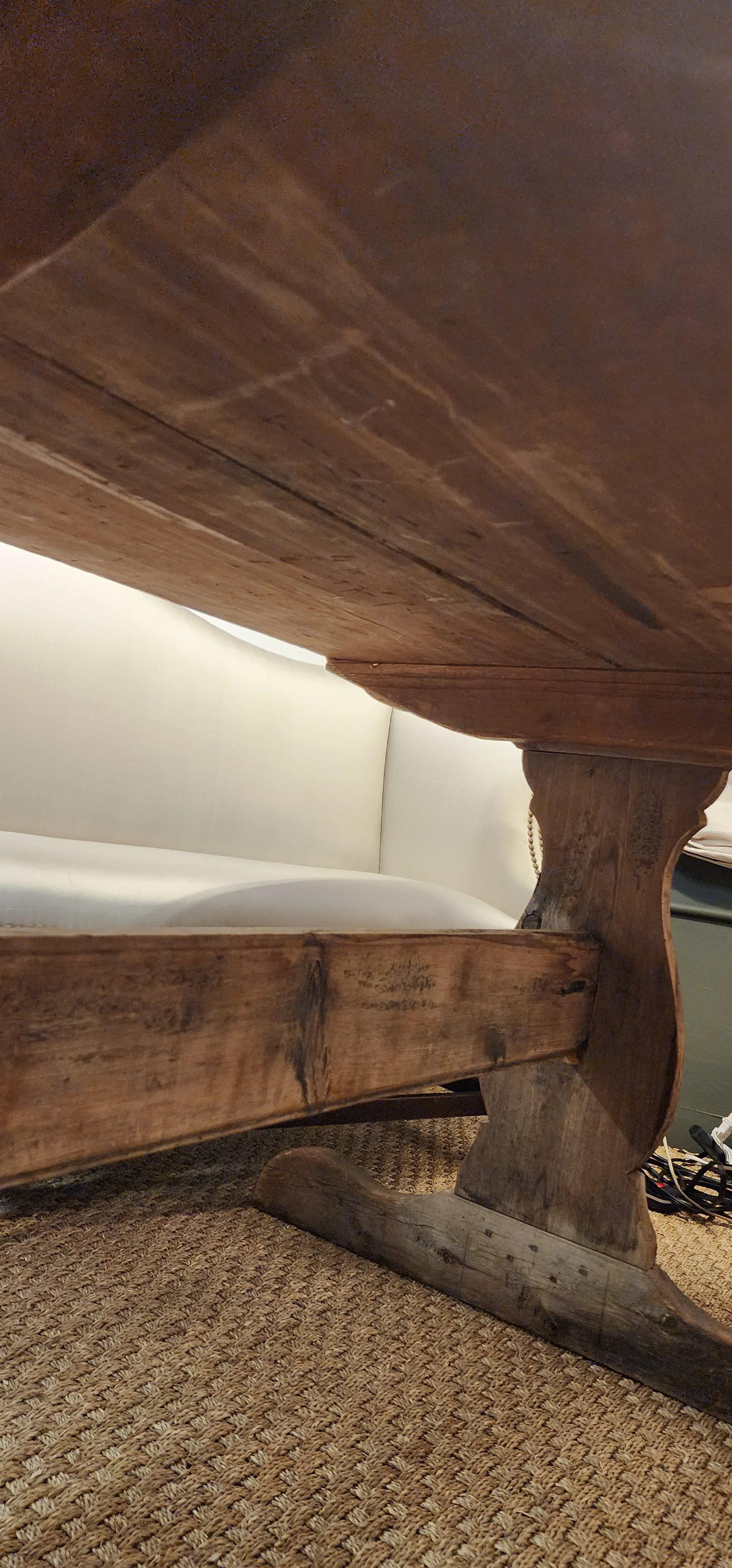 Antique 18th Century Pine Trestle Table For Sale 1