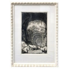 Antico Piranesi del 18° secolo, incisione architettonica panoramica