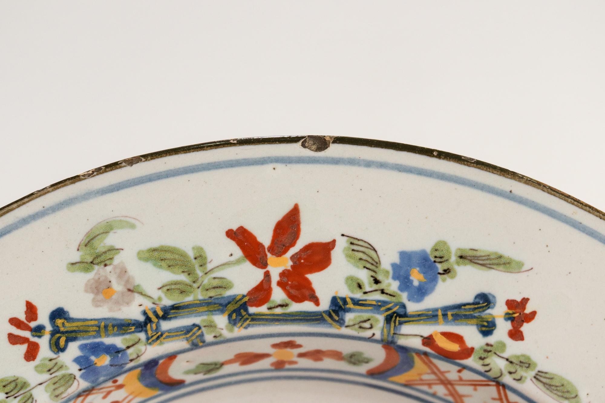 Antique 18th Century Polychrome Dutch Delft Bowl 5