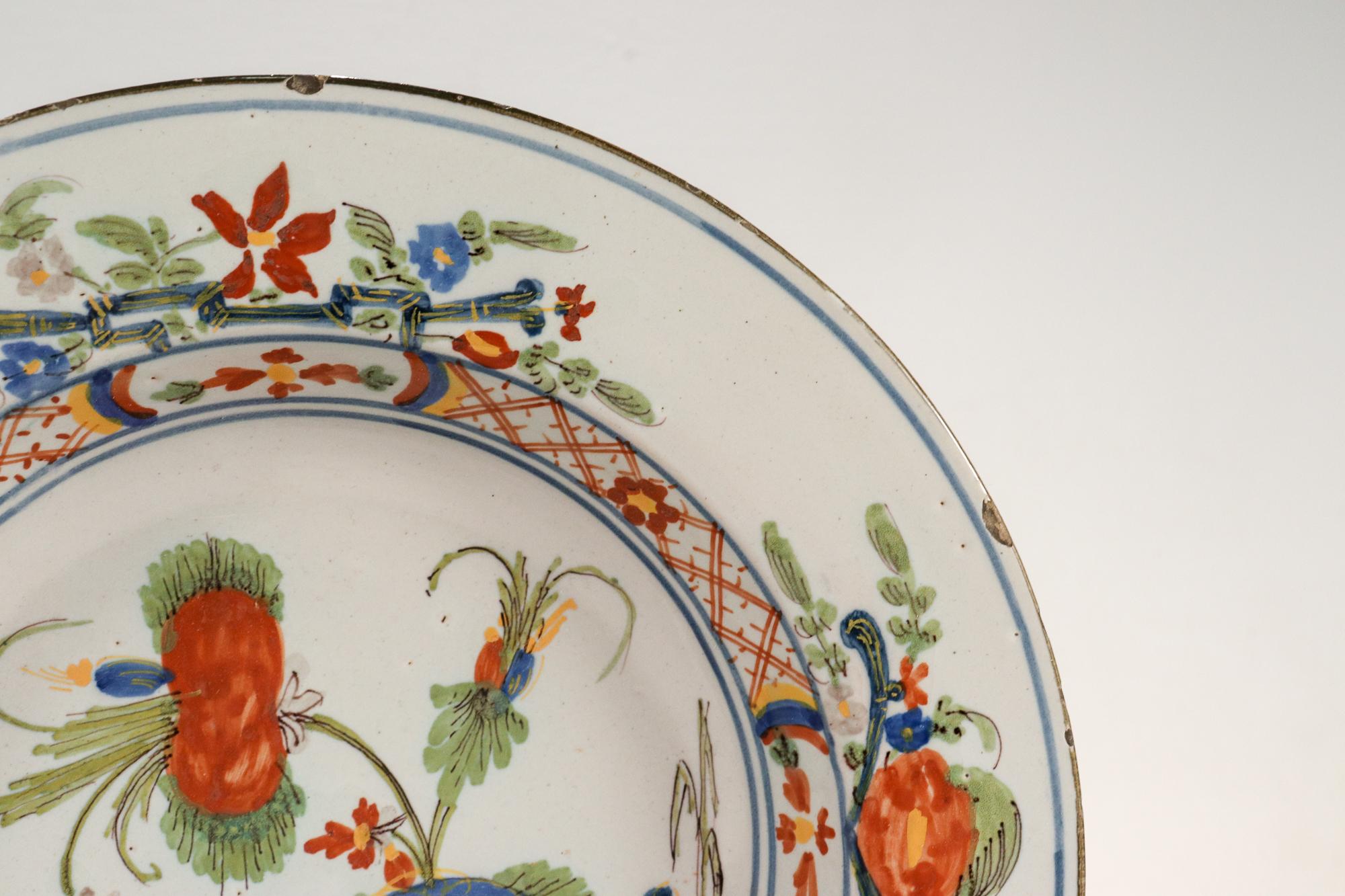 Antique 18th Century Polychrome Dutch Delft Bowl 8