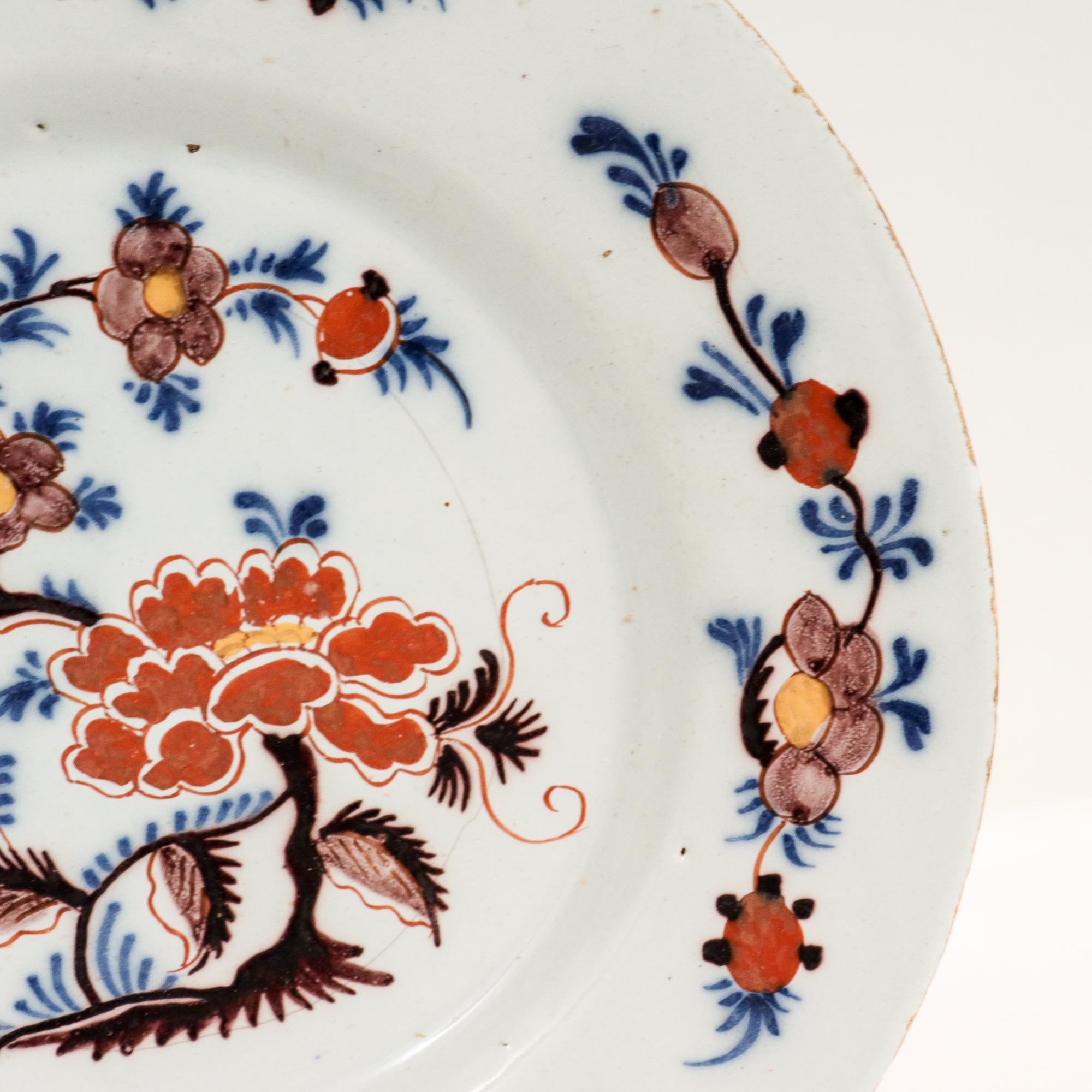 Antique 18th Century Polychrome Dutch Delft Plate For Sale 7