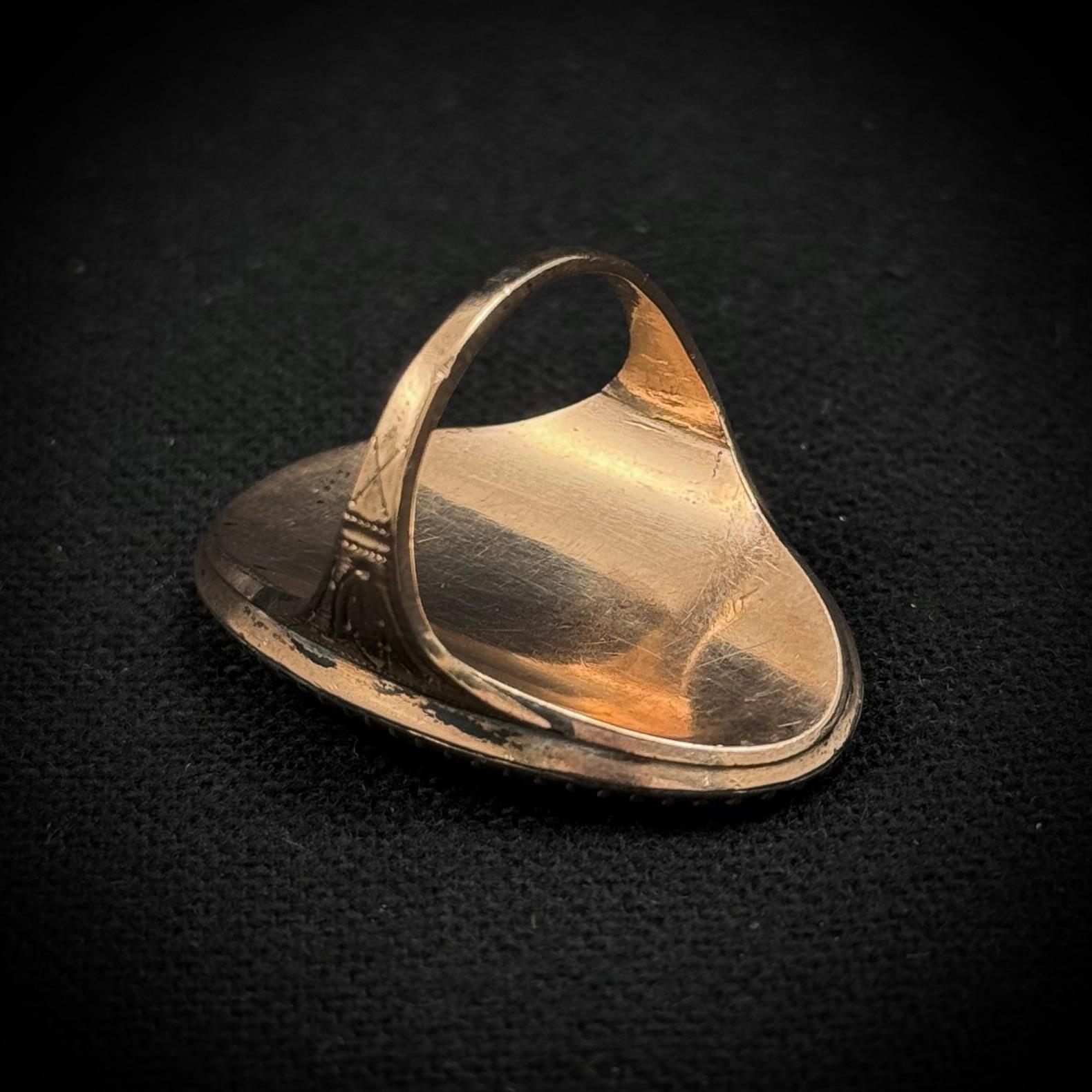 Antique 18th Century Portrait Miniature Strass Ring Silver Rose Gold European 6