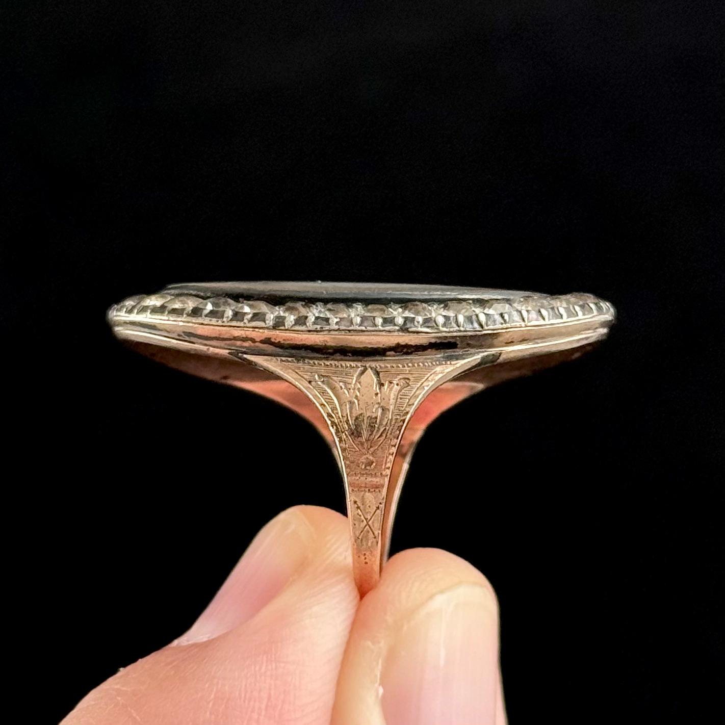 Antique 18th Century Portrait Miniature Strass Ring Silver Rose Gold European 2
