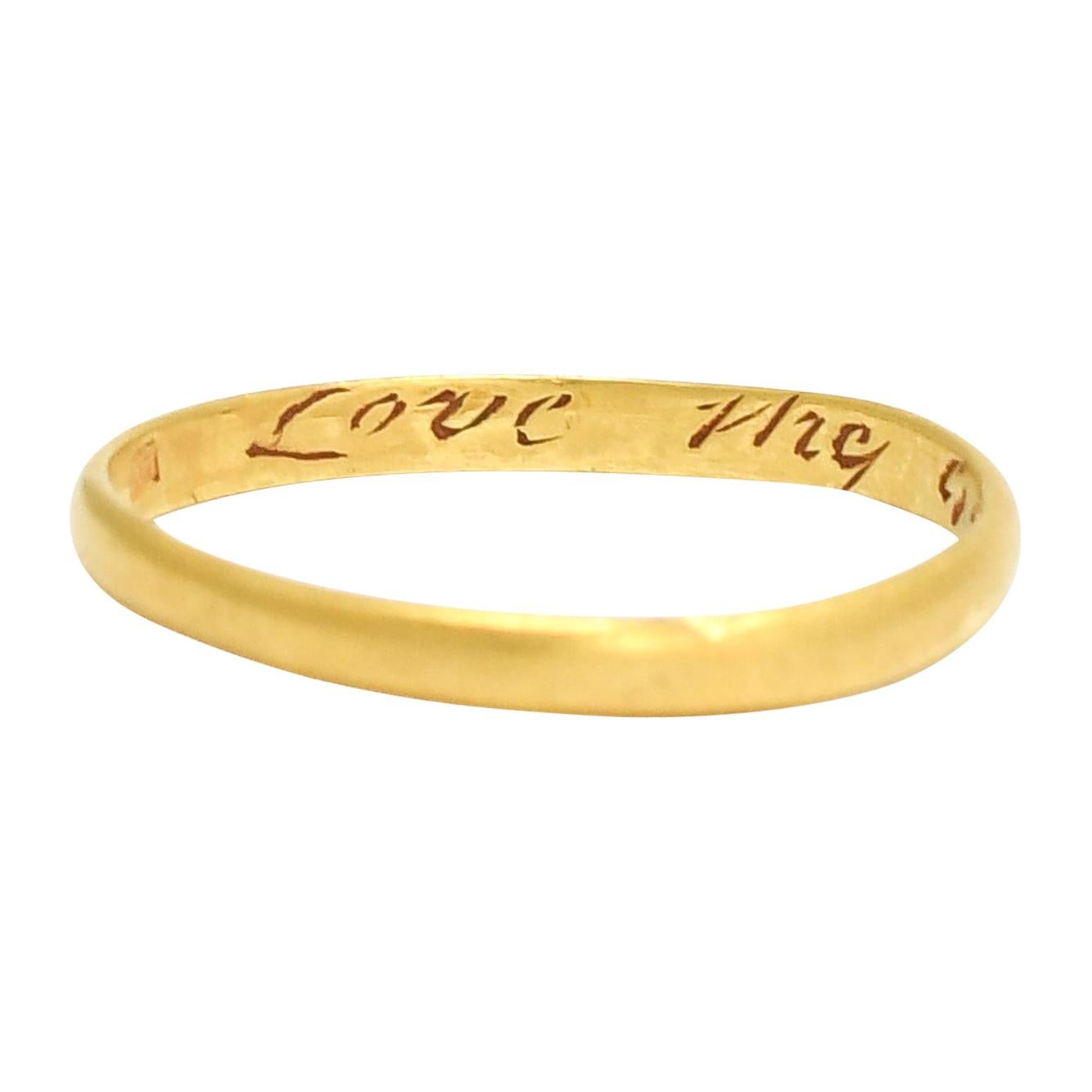 Antique 18th Century Posy Ring "Love The Giver" For Sale