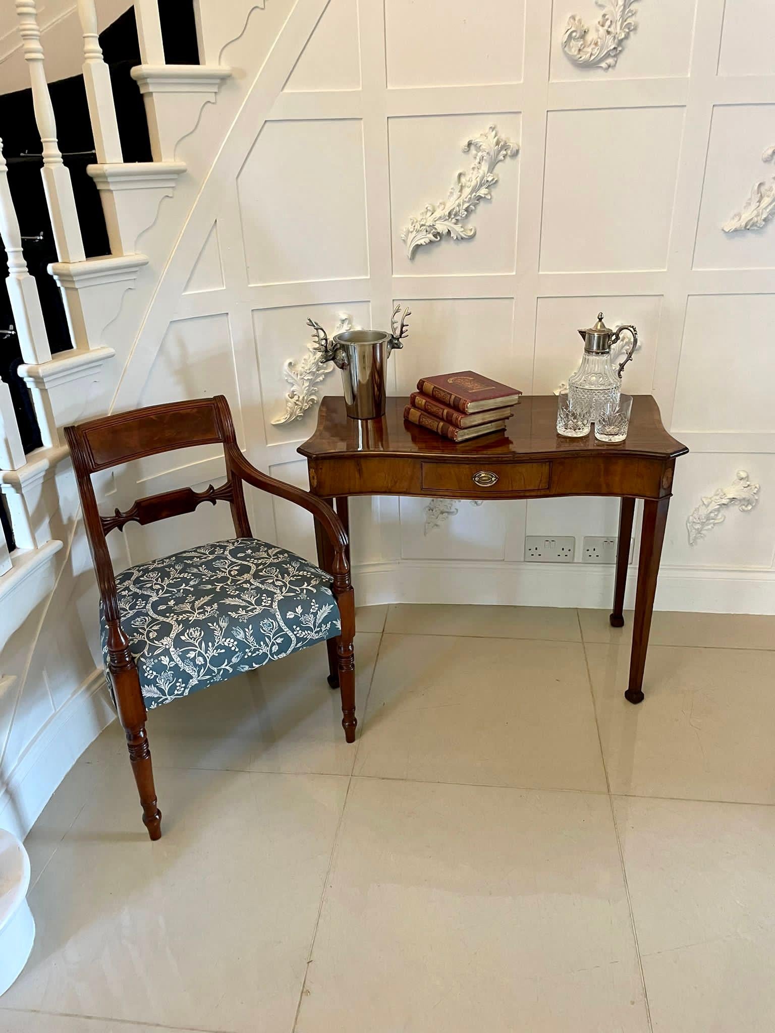George III Antique 18th Century Quality Mahogany Hepplewhite Serpentine Shaped Side Table 